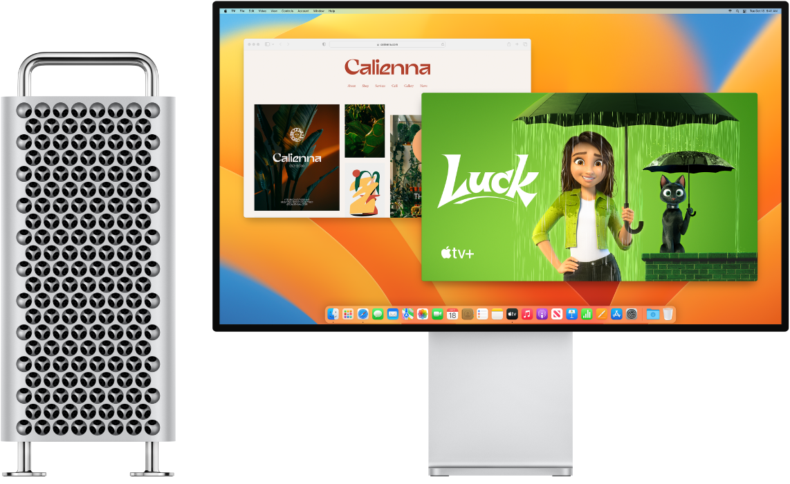 並排比較 Mac Pro Tower 與 Pro Display XDR。