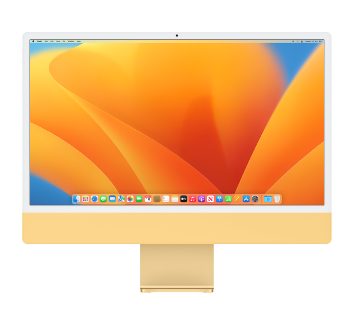 Hai màn hình iMac, một máy ở phía trước một máy khác.