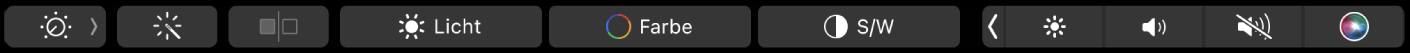 Die Touch Bar mit Tasten für die Fotobearbeitung wie Beschneiden, Filter, Anpassen und Retuschieren, sowie die Taste für weitere Optionen