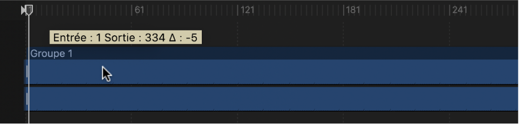 Déplacement de la barre de temps d’un objet 3D à l’image 1 dans la timeline