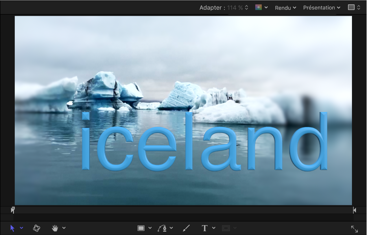Canevas affichant du texte 3D auquel un style est appliqué.
