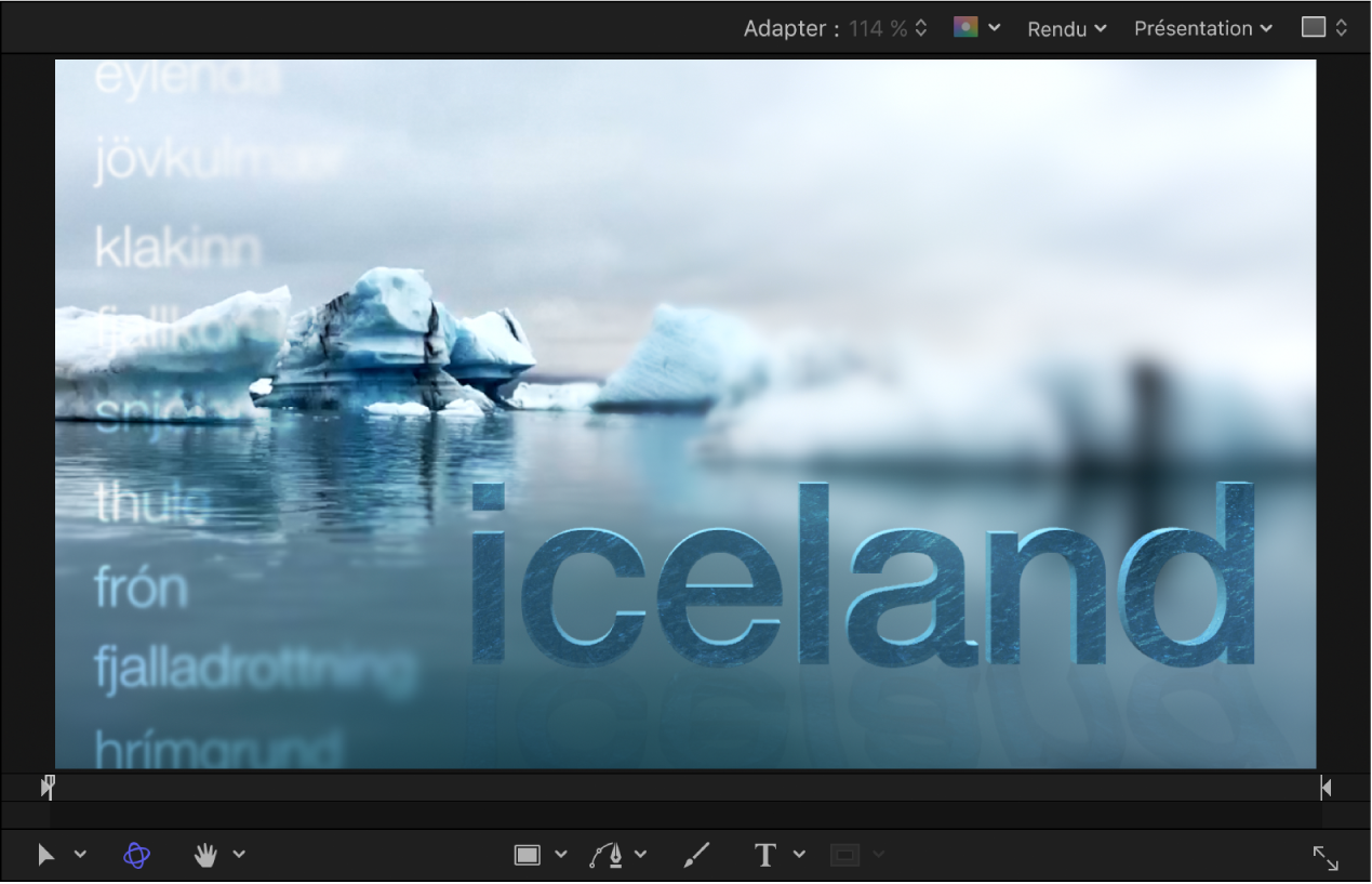 Canevas affichant un exemple de texte 3D terminé.