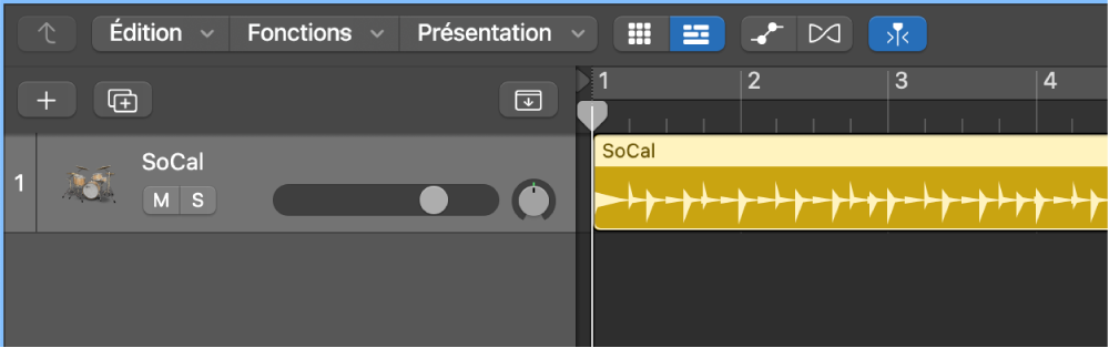 Figure. Piste Drummer contenant une région de 8 mesures.