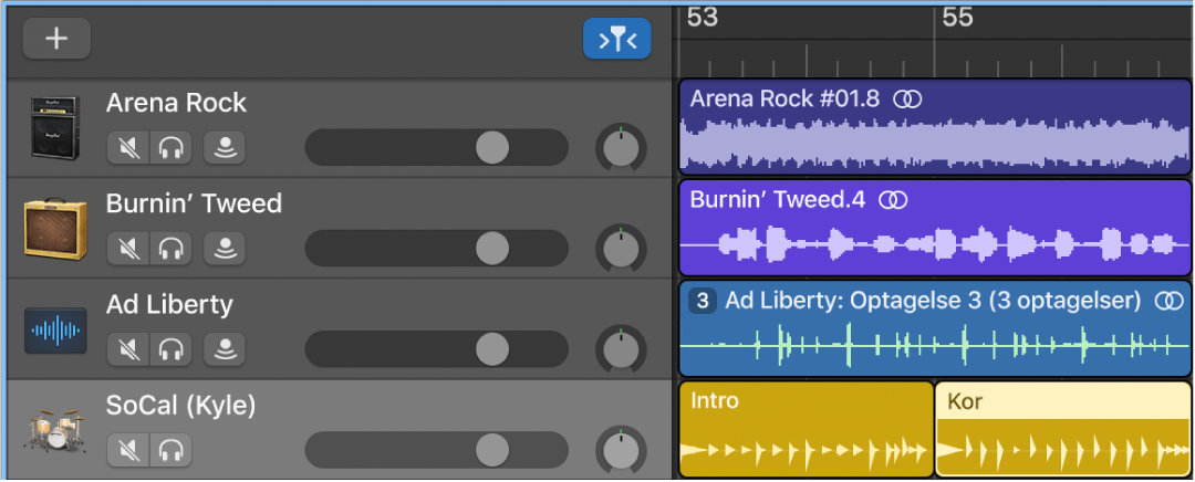 Sporområdet med forskellige områder og typer af spor.
