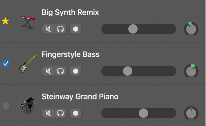 Tick boxes for tracks to match the groove track.