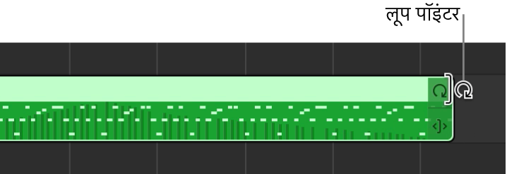 क्षेत्र के दाएँ किनारे पर लूप पॉइंटर।