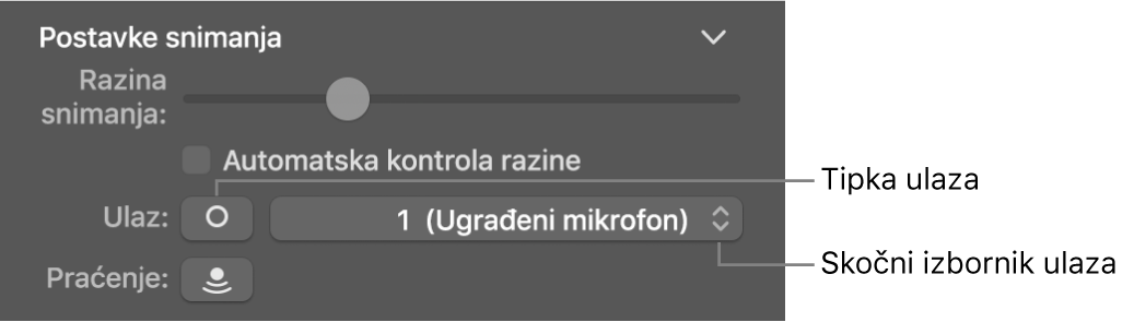 Tipka Ulaz i skočni izbornik u inspektoru za Smart Controls.