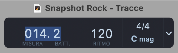LCD nella barra di controllo, con modifica della posizione temporale.