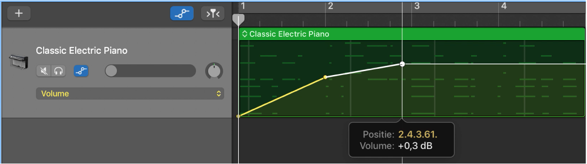 Regelpunten voor volumeautomatisering.