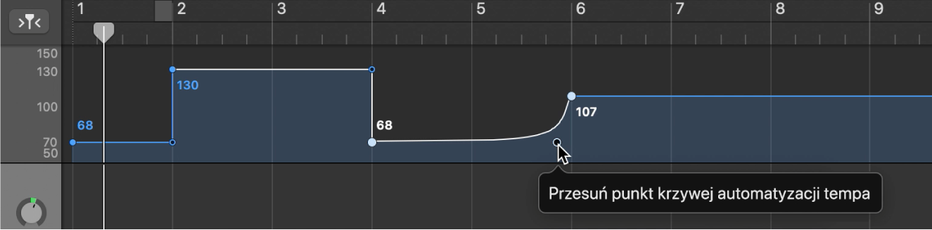 Ścieżka tempa oraz tworzona krzywa tempa.