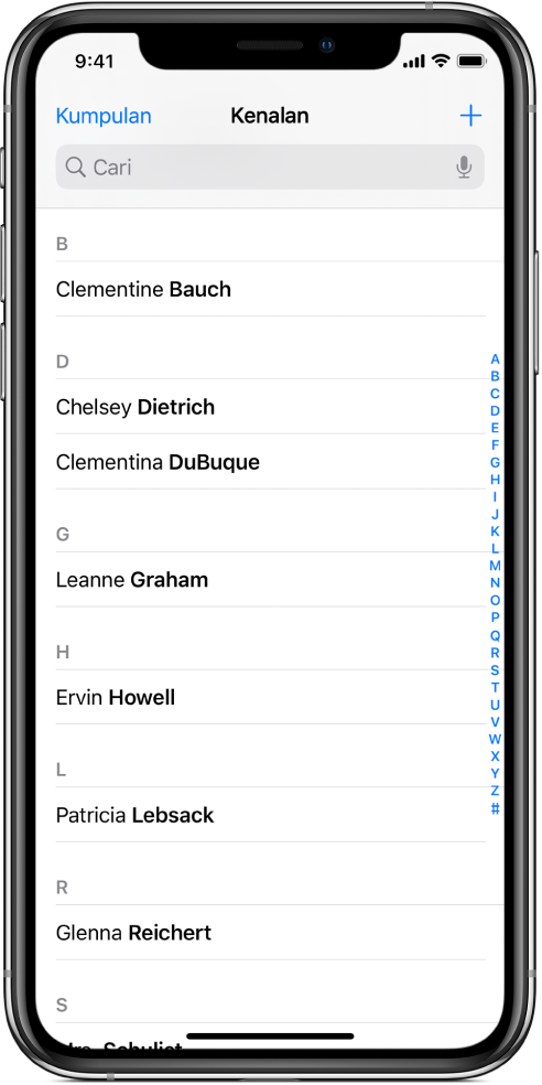 Hasil pintasan menunjukkan berbilang kenalan sedang ditambah.