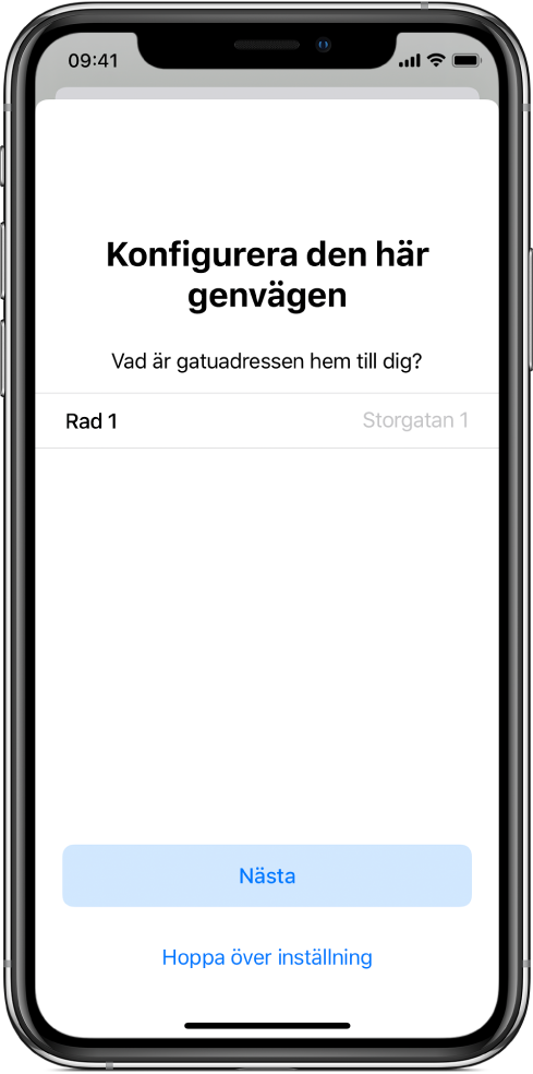 Importfråga för genvägen ”Beräknad hemkomst”.