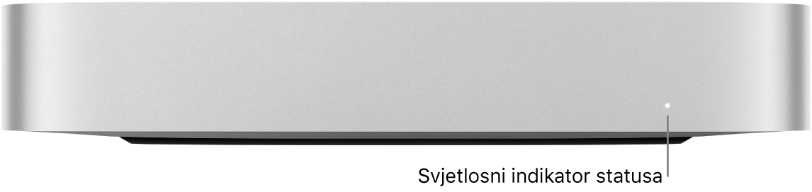 Prednja strana računala Mac mini pokazuje svjetlosni indikator stanja.