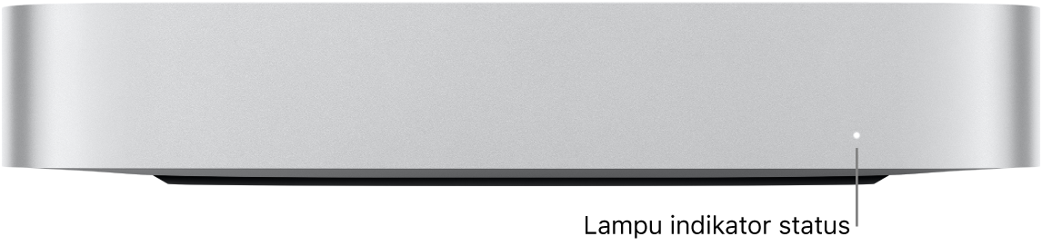 Bagian depan Mac mini menampilkan lampu indikator status.
