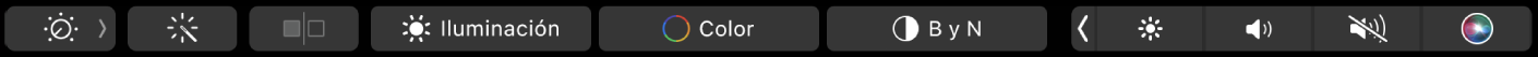 Touch Bar con los botones de edición de fotos, tales como recortar, agregar filtros, ajustar y retocar, así como el botón para navegar a más opciones.