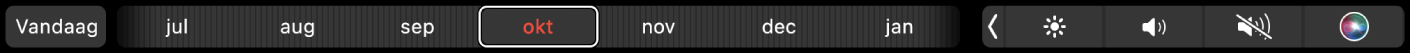 De Touch Bar voor Agenda met de knop 'Vandaag' en een schuifknop voor het selecteren van een maand.