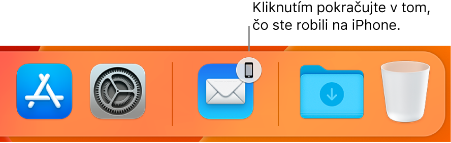 Ikona Handoffu zobrazená v Docku.