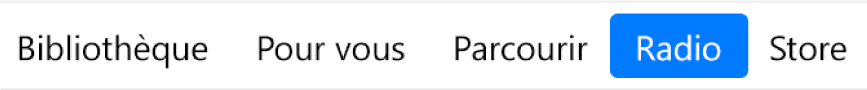 Le bouton Radio dans la barre de navigation.