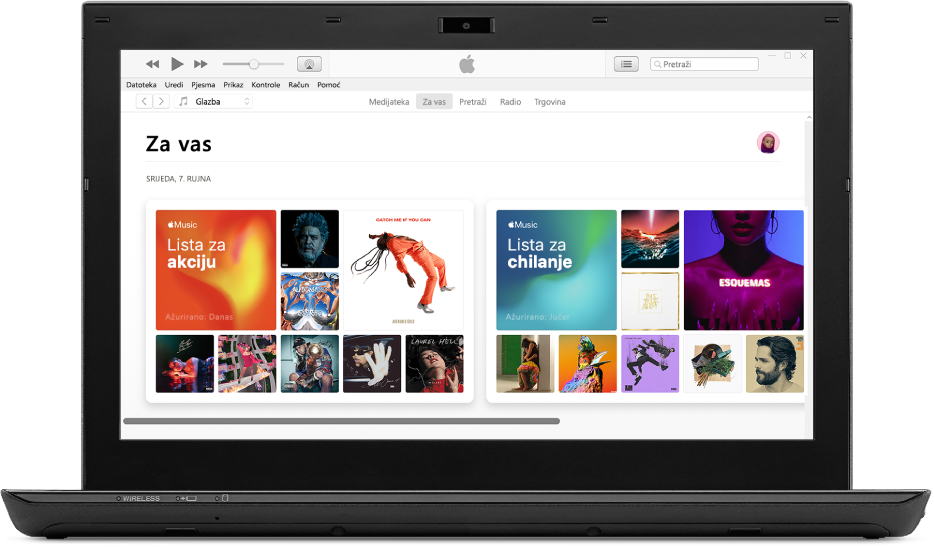 PC s uslugom Apple Music Za vas.