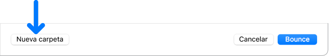 Ilustración. Botones “Nueva carpeta” y Bounce en la ventana Bounce.