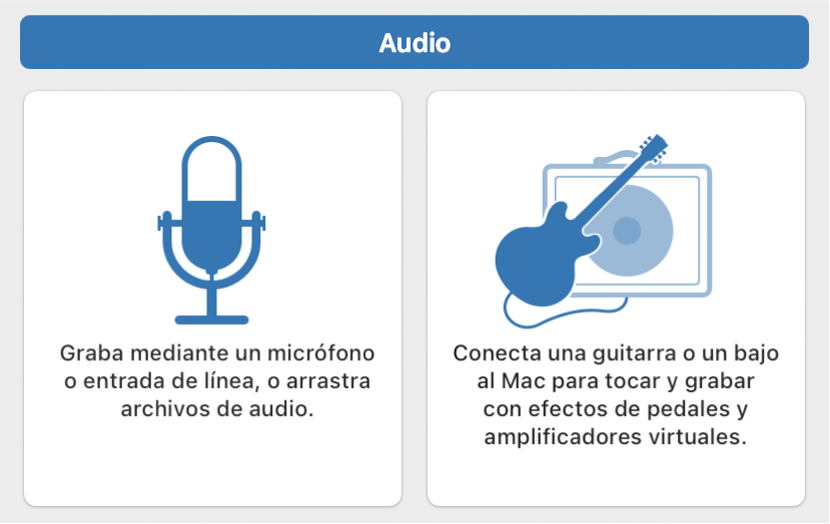 Ilustración. Se está seleccionando un icono de audio en el cuadro de diálogo “Nuevas pistas”.