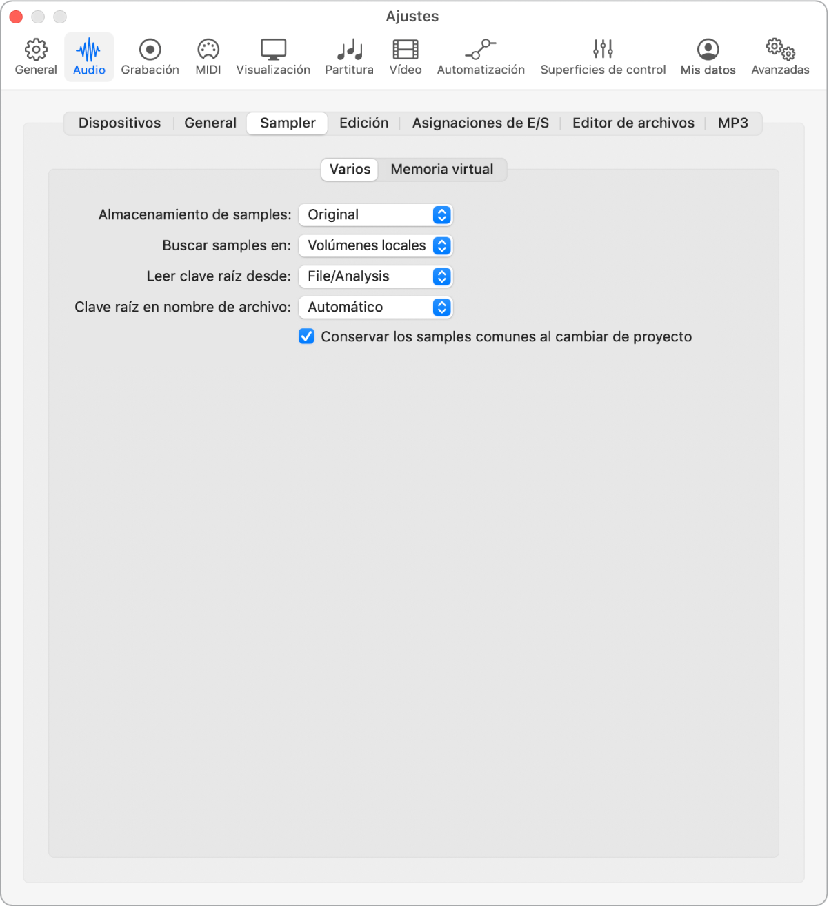 Ilustración. Ajustes de Varios.