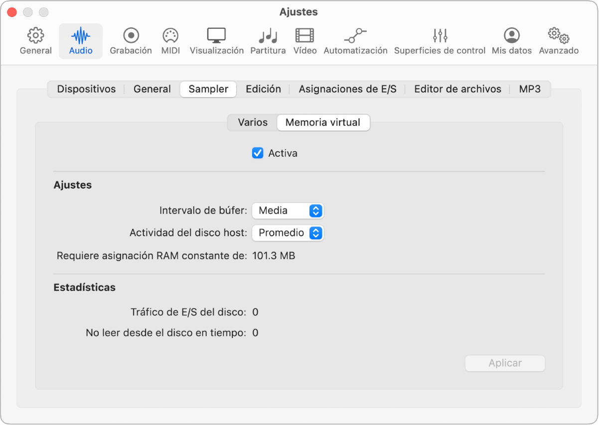 Ilustración. Ajustes de memoria virtual.