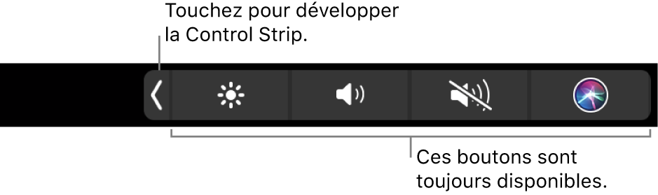 Figure. Control Strip dans la Touch Bar.
