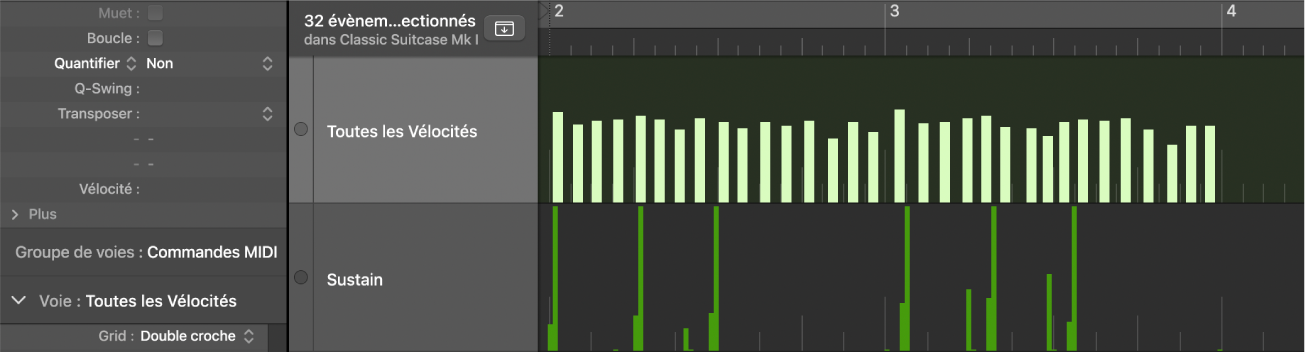Figure. Pointeur s’affichant sur la valeur « Crayon : style » dans l’inspecteur.
