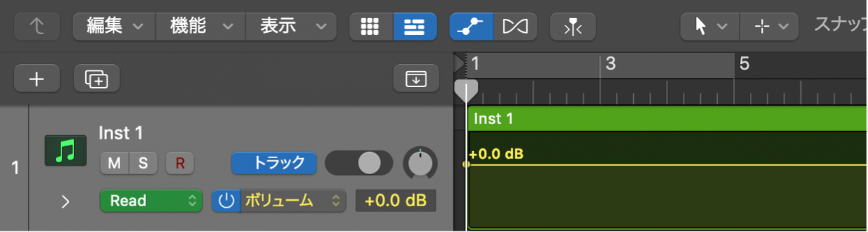 図。ボリュームのトラックオートメーション。