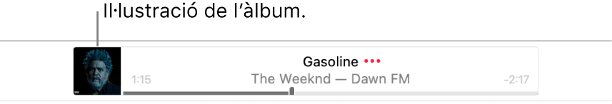 Imatge de l’àlbum a l’esquerra del bàner amb una cançó que s’està reproduint.