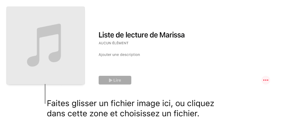 Une liste de lecture avec une illustration personnalisée, qui peut être modifiée à tout moment. Faites glisser une image dans la zone d’illustration pour personnaliser celle-ci.