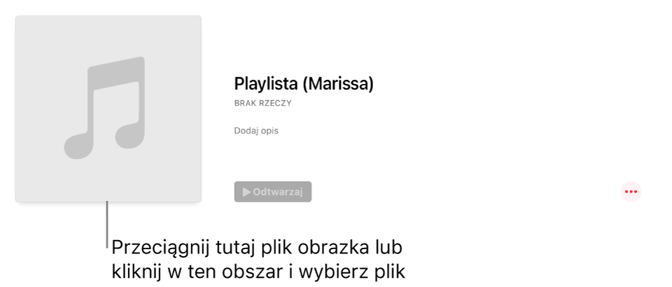 Playlista z własną grafiką, którą można zmienić w każdej chwili. Przeciągnij obrazek do obszaru grafiki, aby ją dostosować.