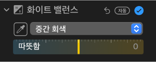 조절 패널의 화이트 밸런스 제어기.