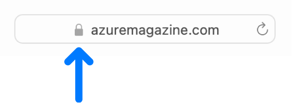 標準的な証明書のあるサイトの暗号化アイコン(カギのようなアイコン)。