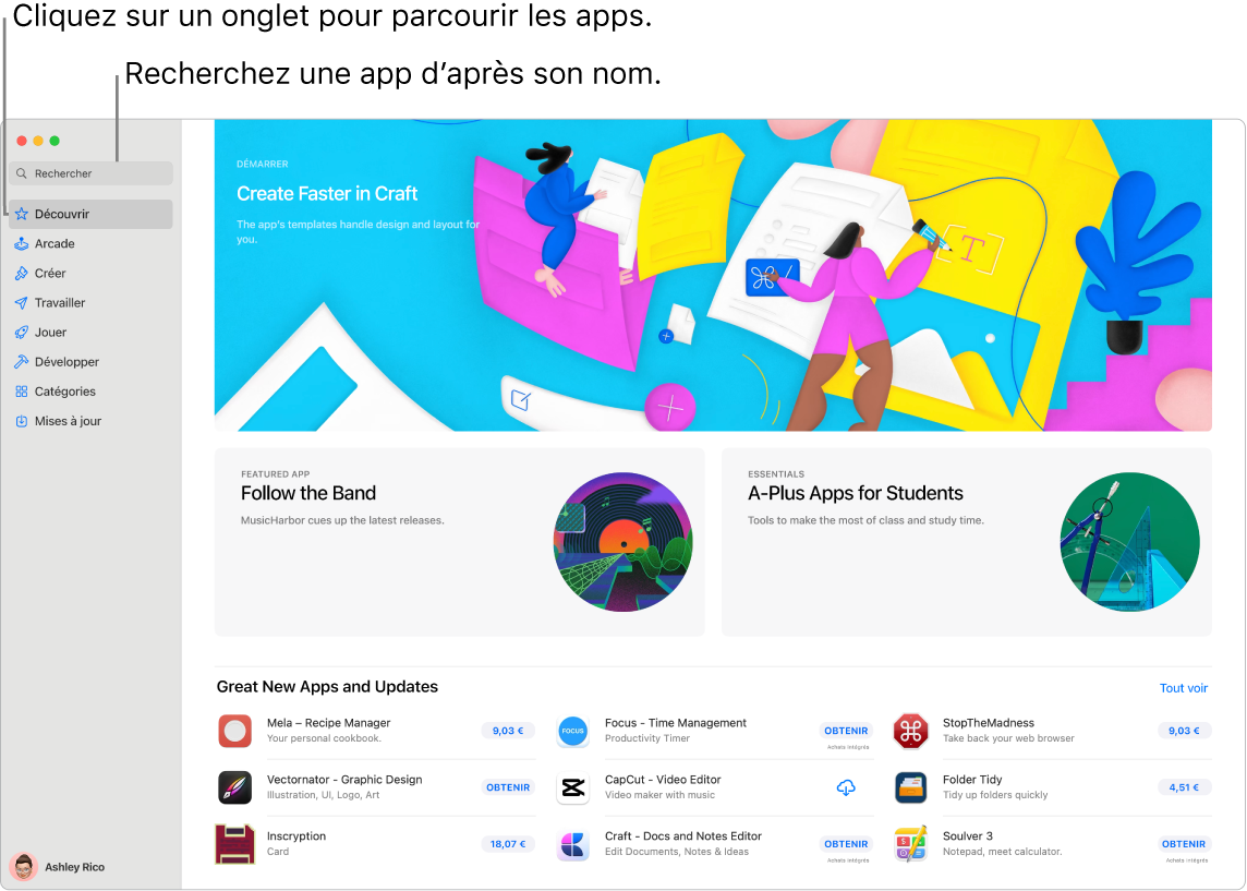 La fenêtre de l’App Store affichant le champ de recherche et une page d’extensions Safari.