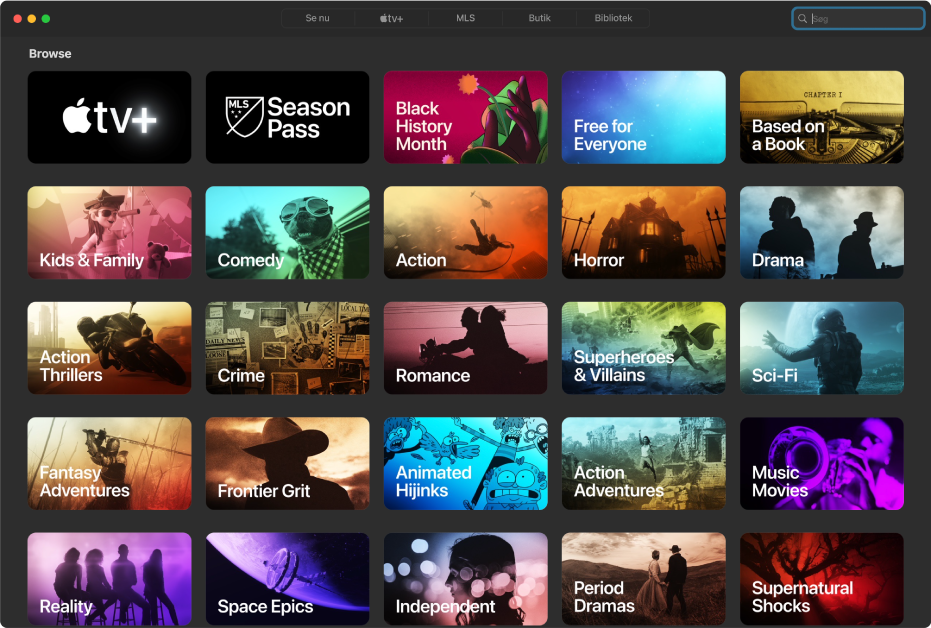 Skærm, der viser søgning