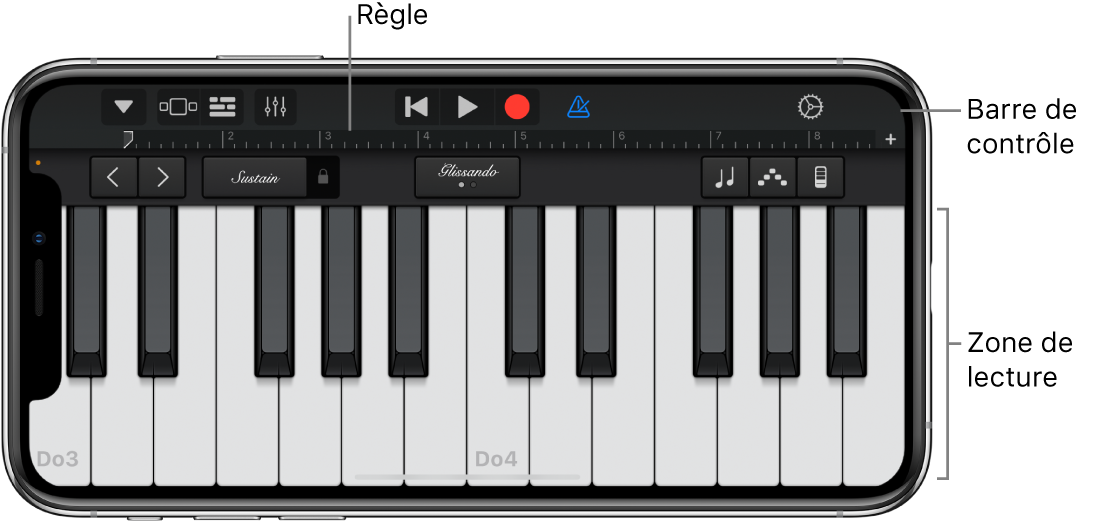 Instrument tactile avec la zone de jeu
