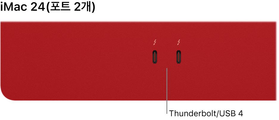 두 개의 Thunderbolt / USB 4 포트가 있는 iMac.