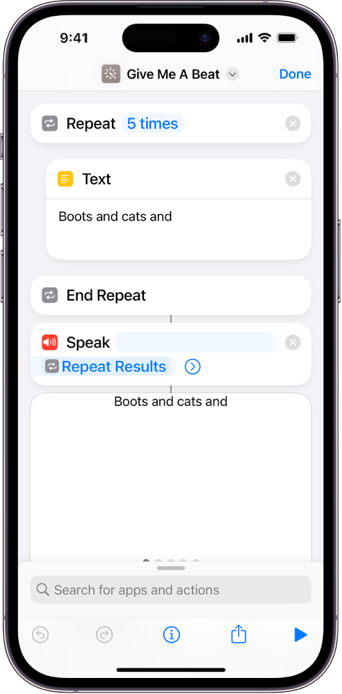 Repeat action example.