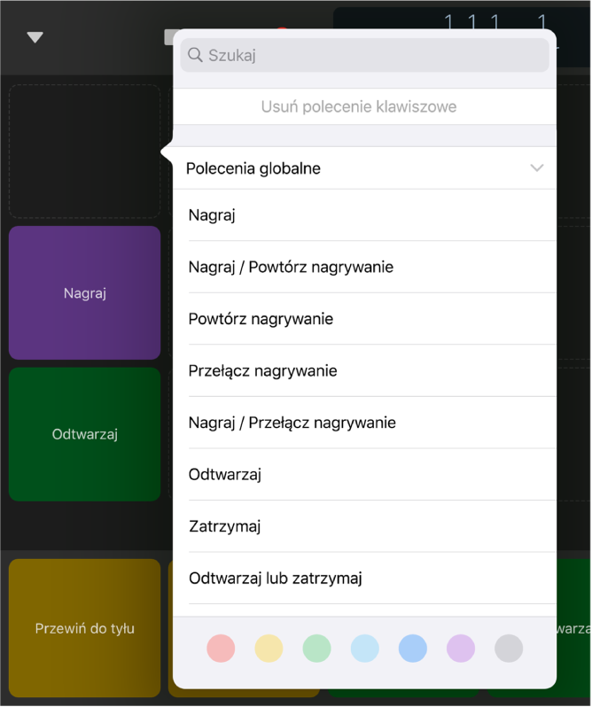 Ilustracja. Menu podręczne poleceń klawiszowych.