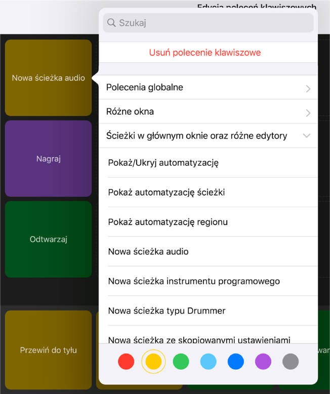 Ilustracja. Menu podręczne poleceń klawiszowych.