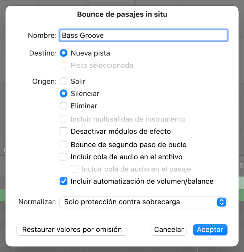 Ilustración. Cuadro de diálogo “Bounce de celdas in situ”.