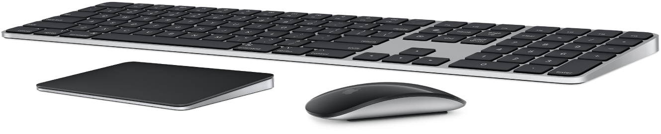 El Magic Keyboard con Touch ID y teclado numérico, Magic Trackpad y Magic Mouse.