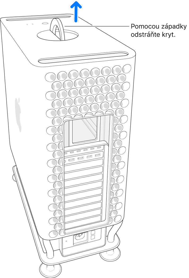 Západka je otočená a smeruje nahor, skrinka je zložená z počítača.