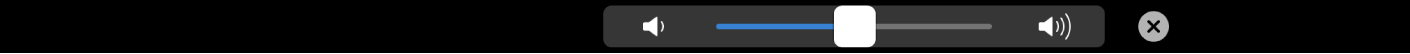 الـ Touch Bar الخاص بتطبيق iMovie ويعرض شريط تمرير مستوى الصوت.