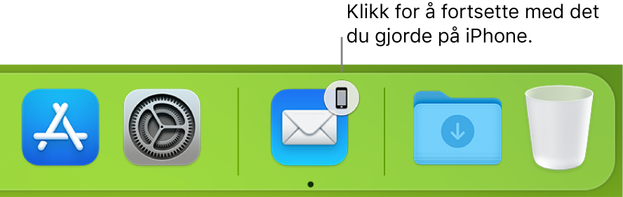Handoff-symbolet vises i Dock.
