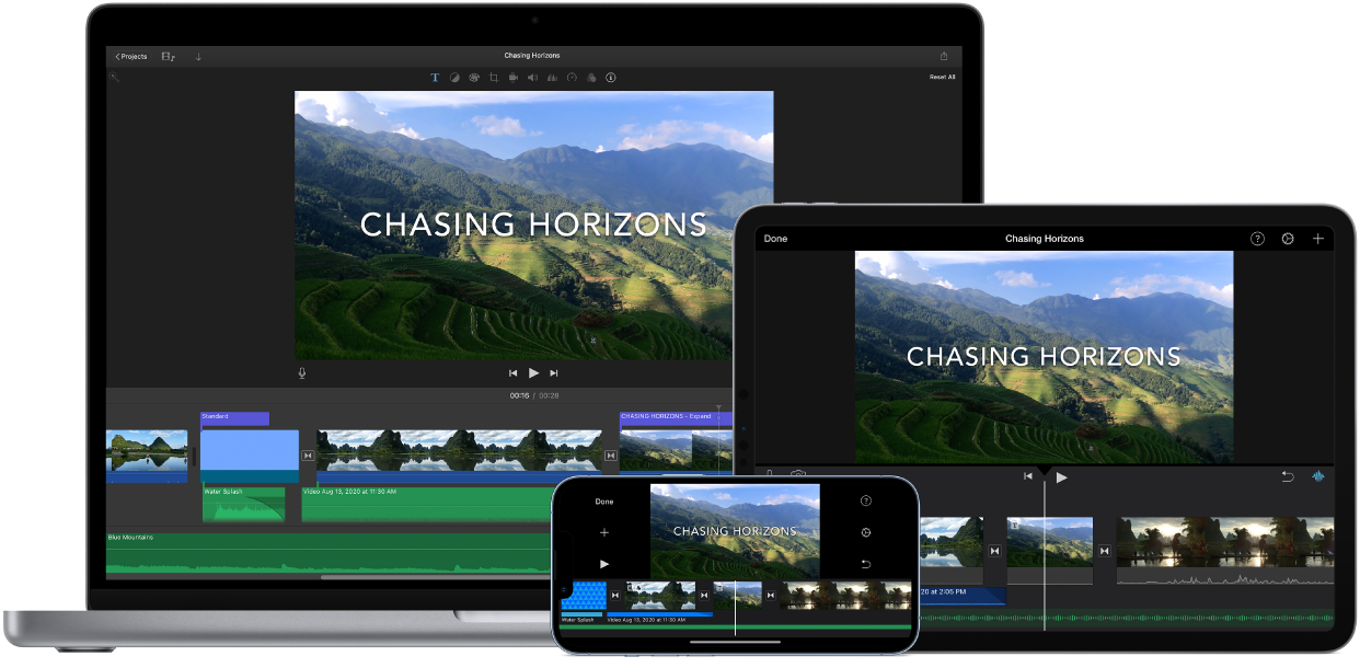 Одни и те же материалы на экранах MacBook Pro, iPad и iPhone.