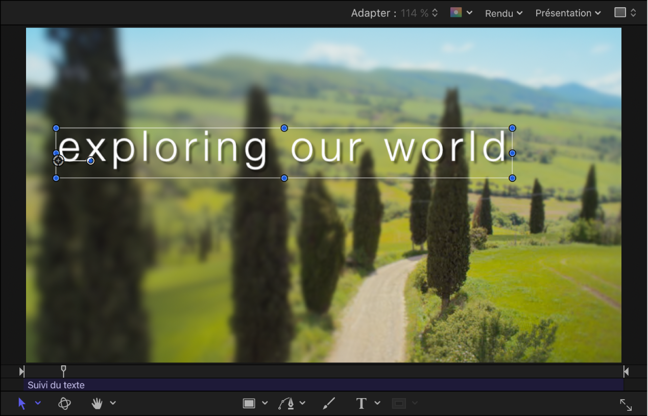 Canevas affichant un débit de suivi de texte de 11 %