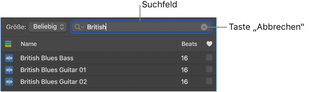 Suchfeld in der Loop-Übersicht